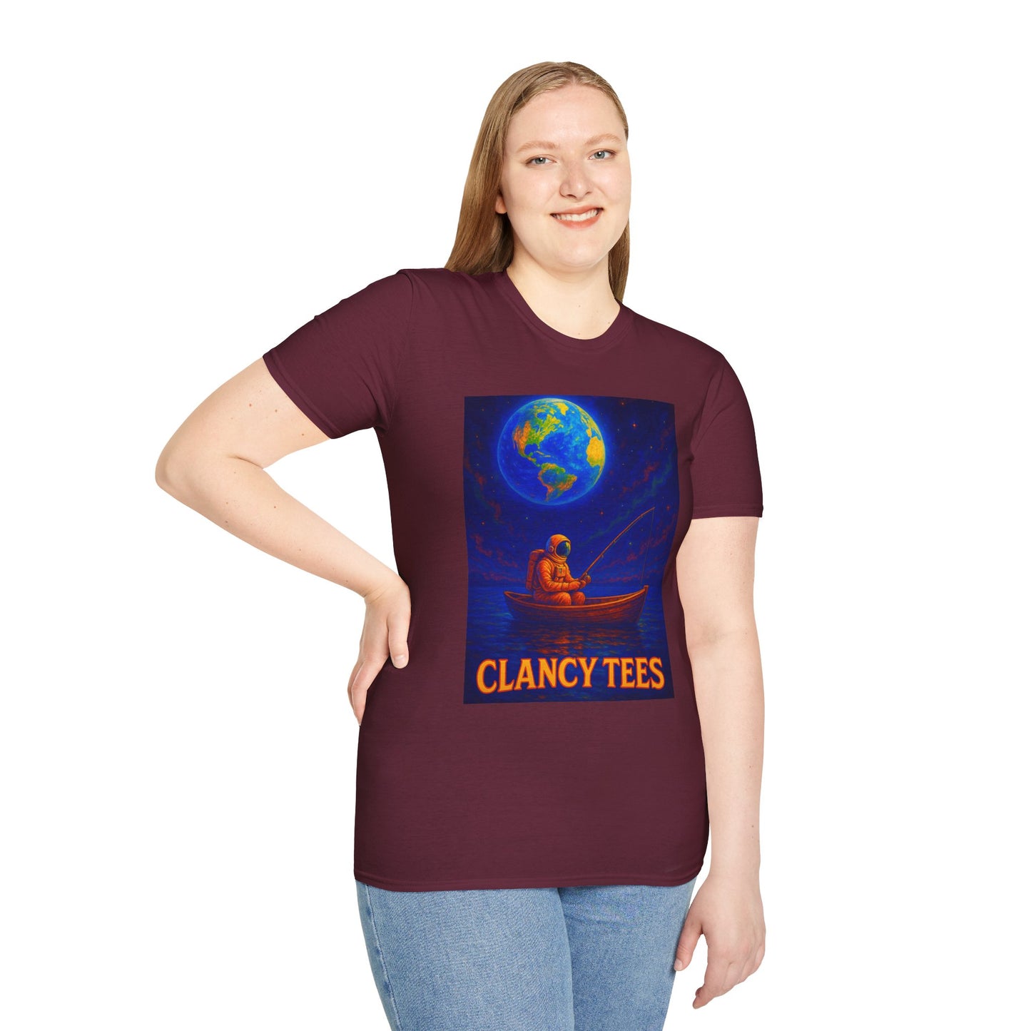 Space Fisherman Graphic T-Shirt, Chill Vibes Tee, Eco-Friendly Gift, Outdoor Enthusiast Apparel, Perfect for Holidays & Summer