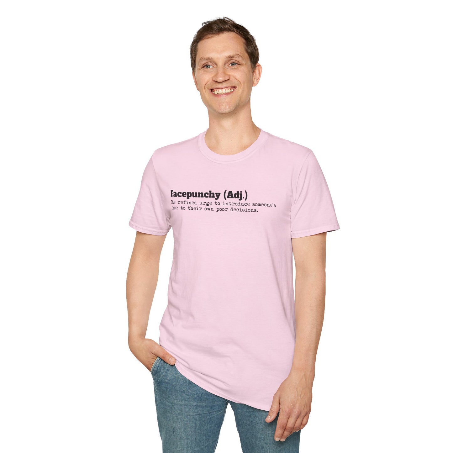 Facepunchy Definition T-Shirt Sarcastic Text Tee Funny Dictionary Shirt for Snarky People Gift for Coworkers with Attitude Passive Aggressive Humor