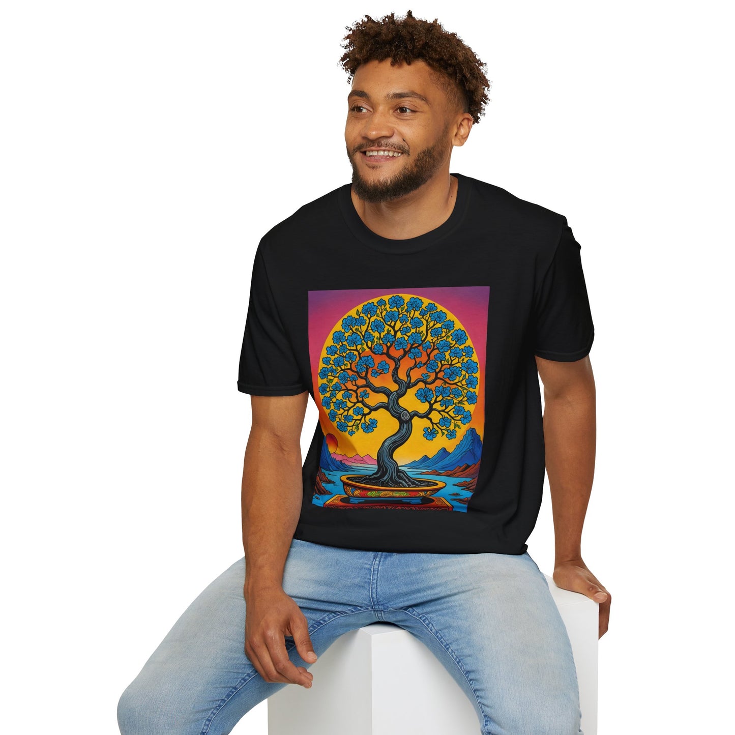 Spiritual Tree Graphic T-Shirt | Unisex Softstyle Tee | Nature Lover Gift | Bohemian Apparel | Yoga Shirt | Eco-Friendly Clothing | Art Tee