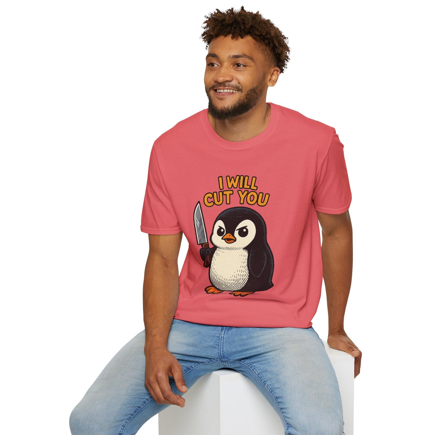 Angry Penguin Knife Shirt – Funny Animal Graphic Tee, Sarcastic Gift for Introverts, Cute but Deadly Humor Shirt