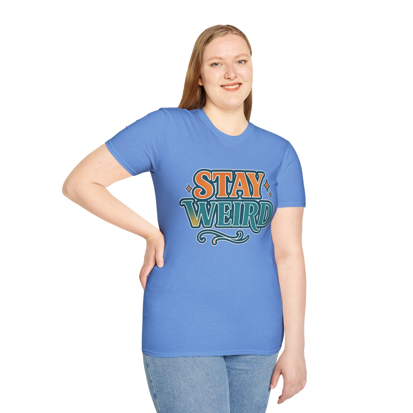 Stay Weird Unisex Softstyle T-Shirt - Fun Graphic Tee, Quirky Apparel, Gift for Friends, Casual Wear, Unique Style