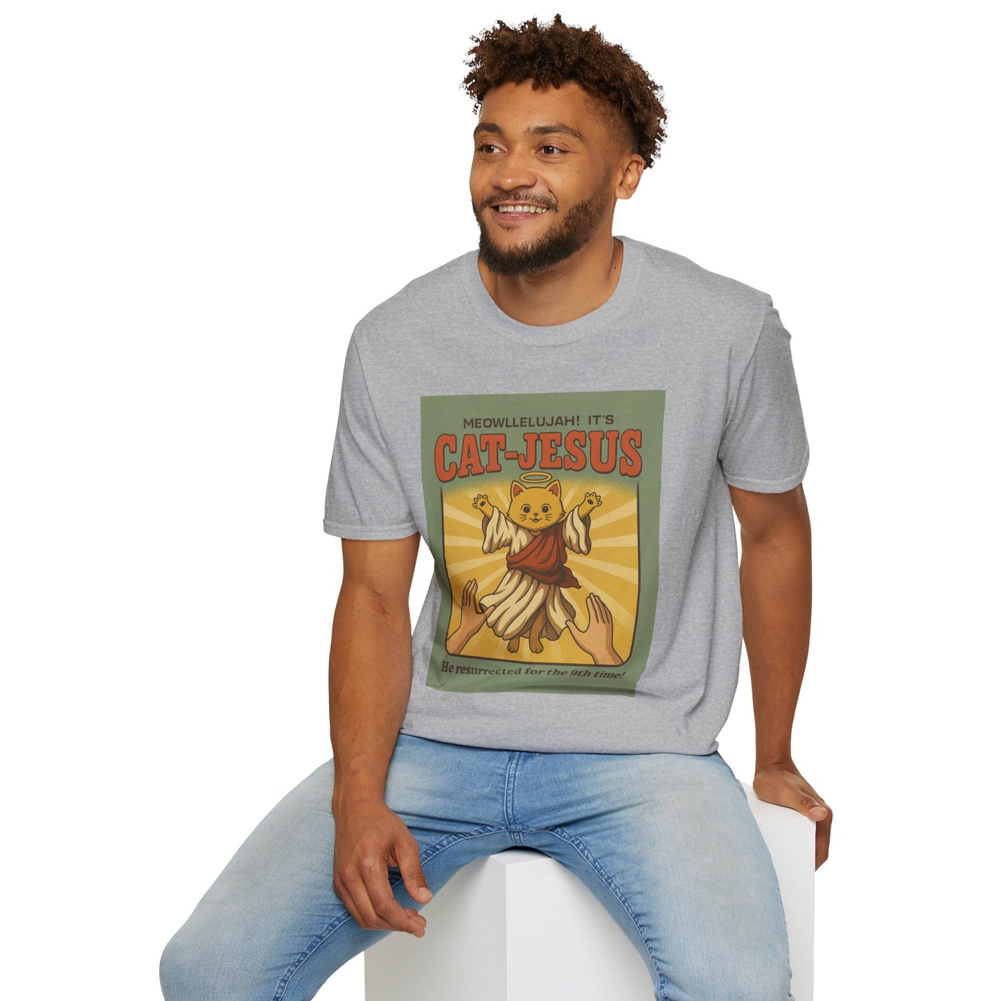 Cat Jesus Funny Resurrected Cat Shirt Meow Hallelujah Tee for Cat Lovers Faith and Felines Fans of Holy Humor and Nine Lives Resurrection Gags