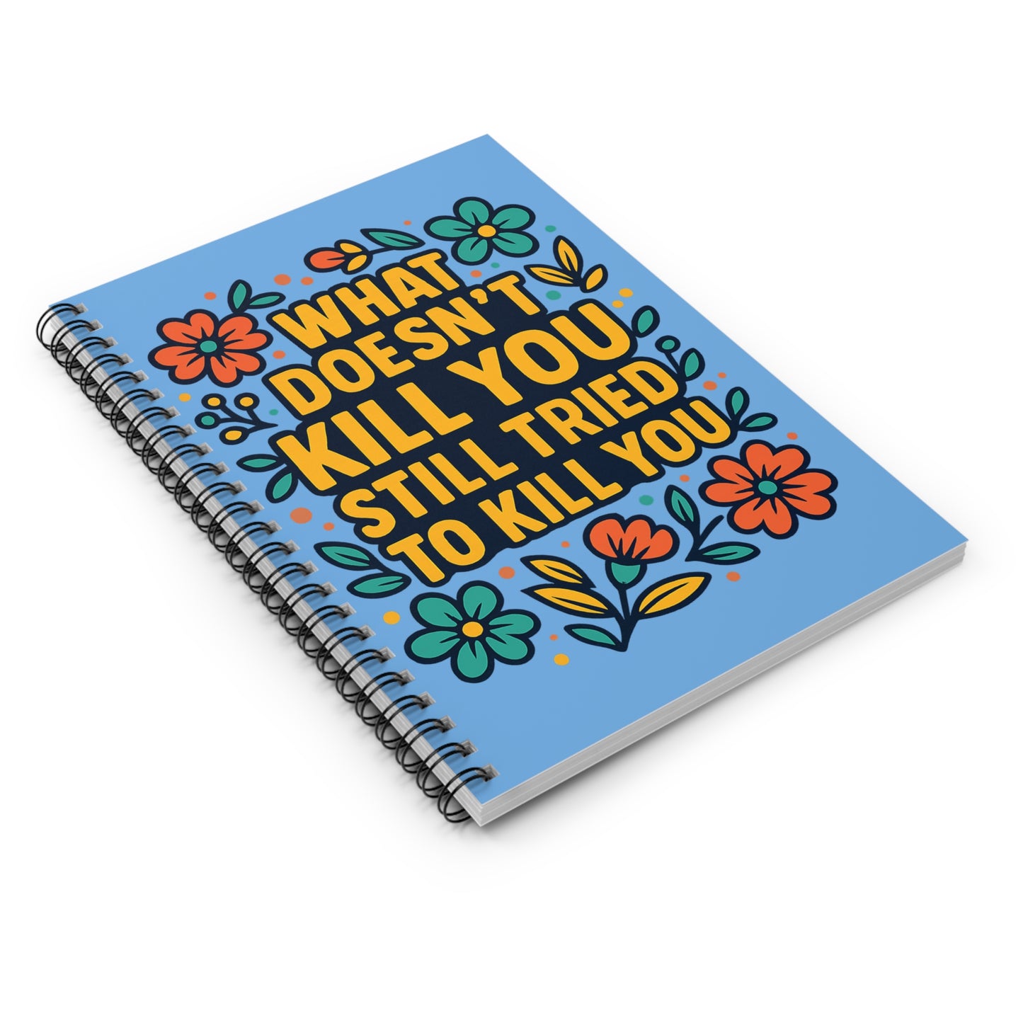 Funny Floral Spiral Notebook Ruled Line Journal Gift for Students and Writers