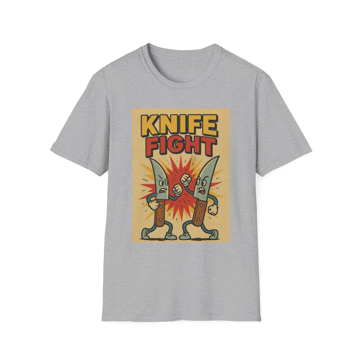 Retro Knife Fight Graphic T-Shirt, Funny Tee, Casual Unisex Clothing, Gift for Him or Her, Unique Humor Shirt