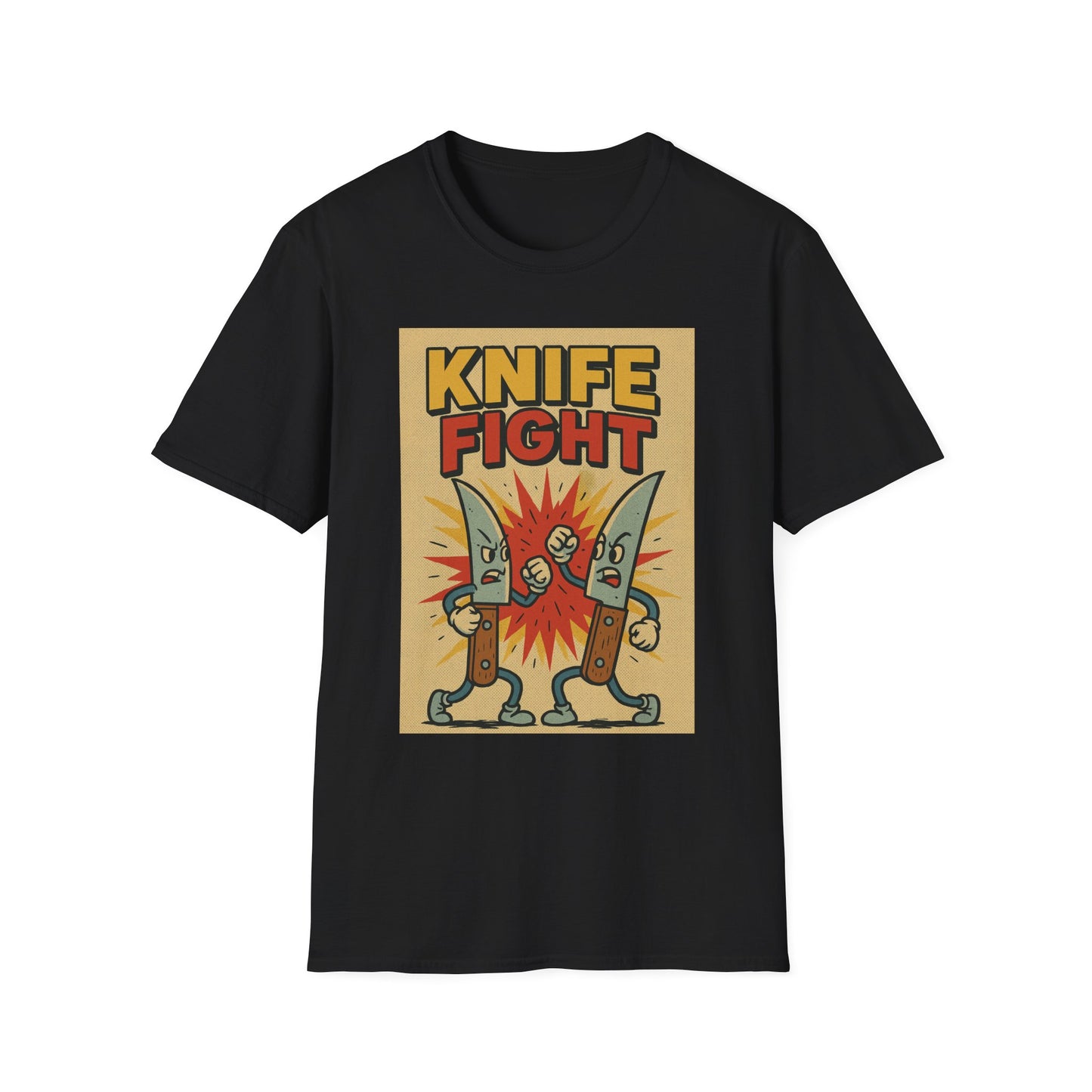 Retro Knife Fight Graphic T-Shirt, Funny Tee, Casual Unisex Clothing, Gift for Him or Her, Unique Humor Shirt