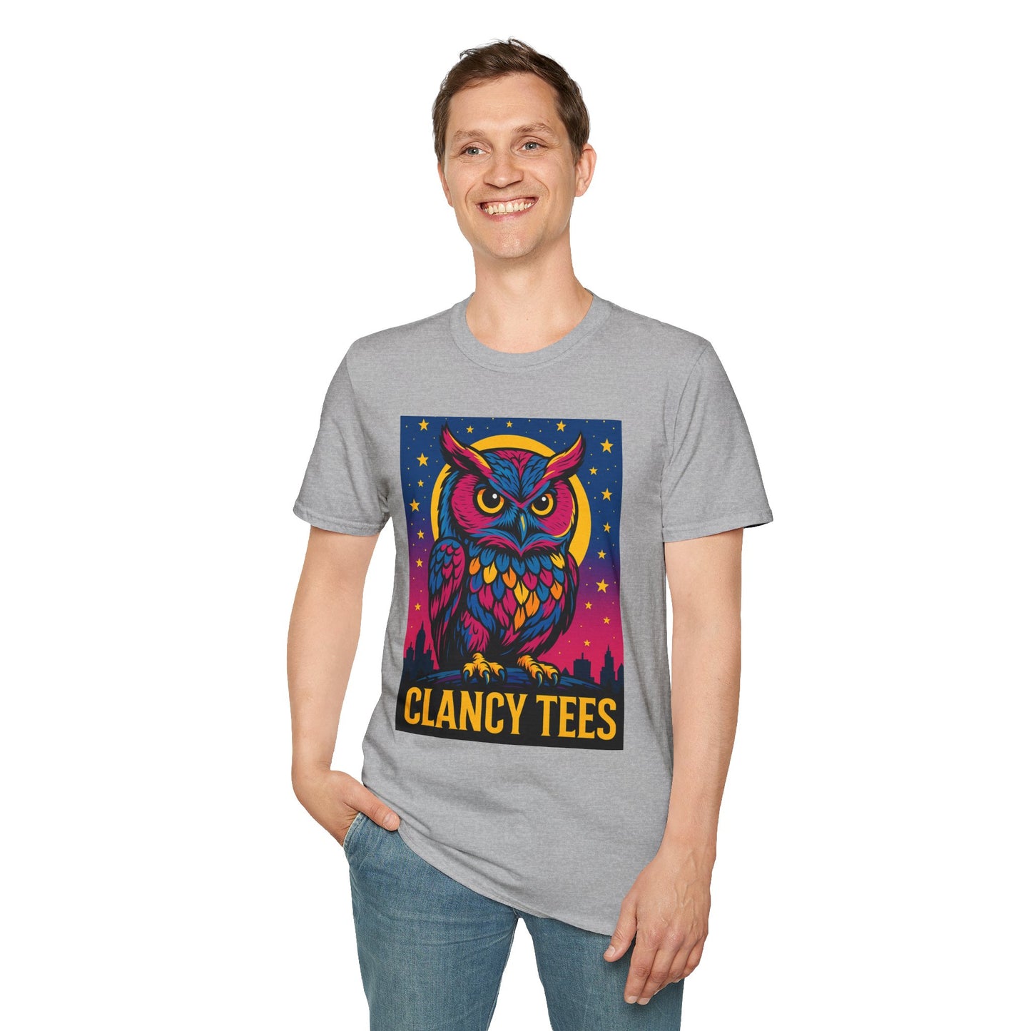 Psychedelic Owl Shirt with Stars and Moon | Trippy Forest Animal Tee | Gift for Night Owls and Weirdos | Bold Colorful Nature Graphic Tee