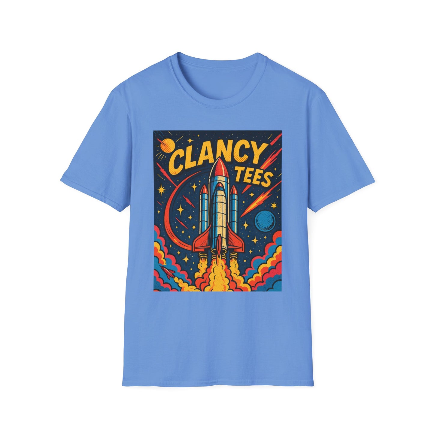 Retro Rocket Ship Shirt Outer Space Graphic Tee | Psychedelic Galaxy Print Top | Gift for Space Nerds and Dreamers | Astronaut Aesthetic Tee