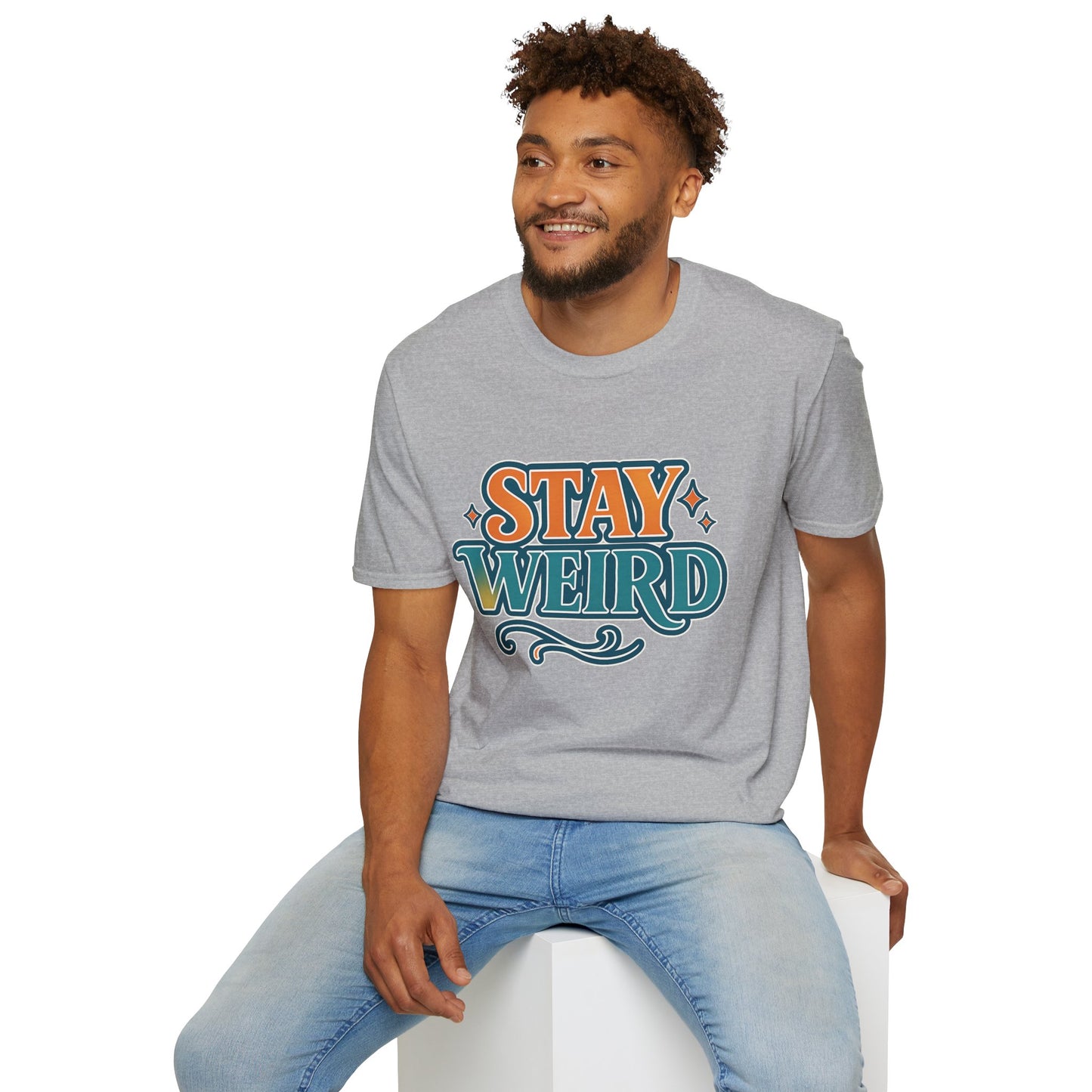 Stay Weird Unisex Softstyle T-Shirt - Fun Graphic Tee, Quirky Apparel, Gift for Friends, Casual Wear, Unique Style