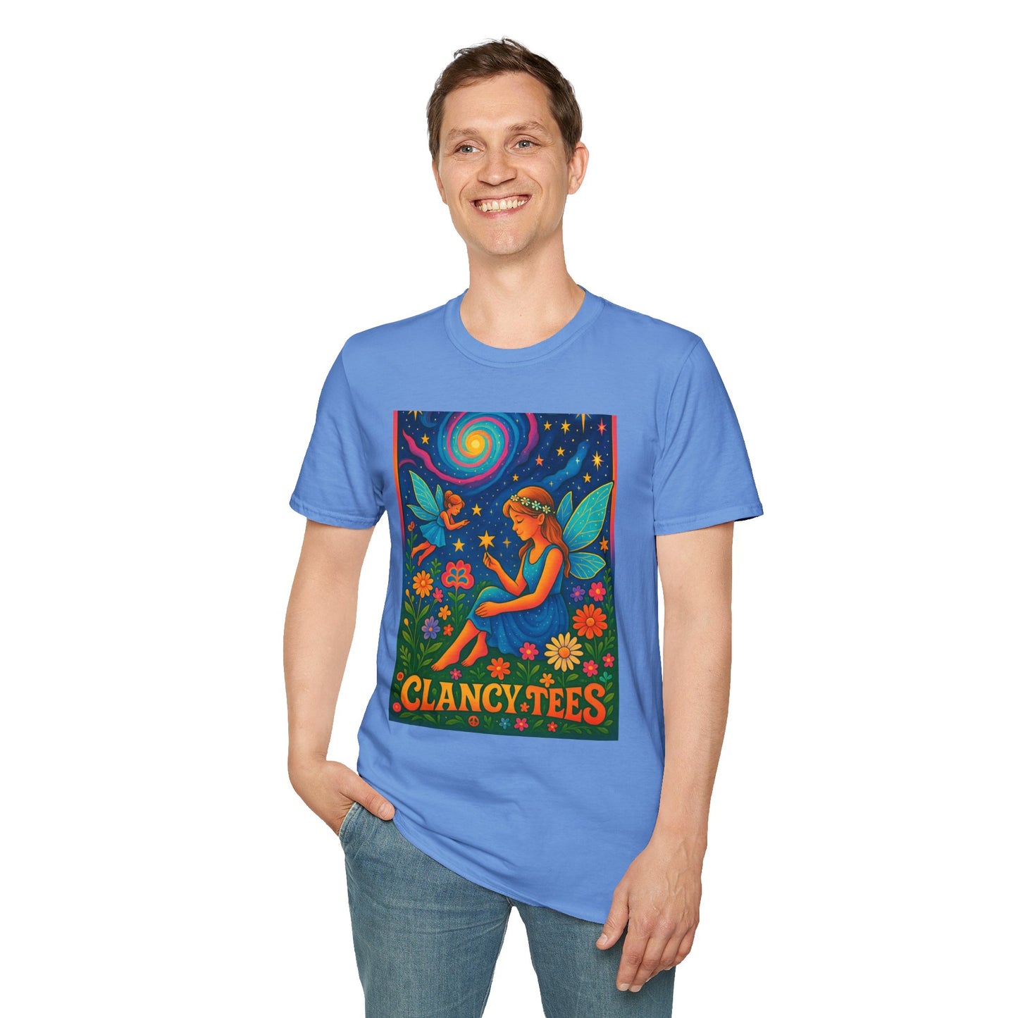 Fairy Garden T-Shirt Whimsical Fantasy Graphic Tee Cosmic Nature Shirt Gift for Dreamers Gift for Fairy Lovers Vibrant Magical Artwork