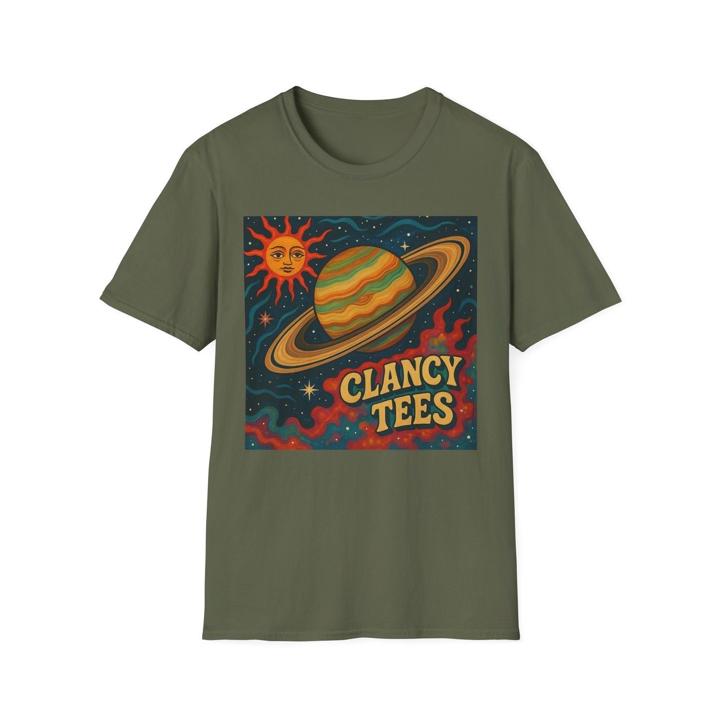 Saturn Sun Shirt – Retro Psychedelic Planet Graphic Tee with Groovy Outer Space Art – Gift for Astronomers, Daydreamers, and Cosmic Wanderers