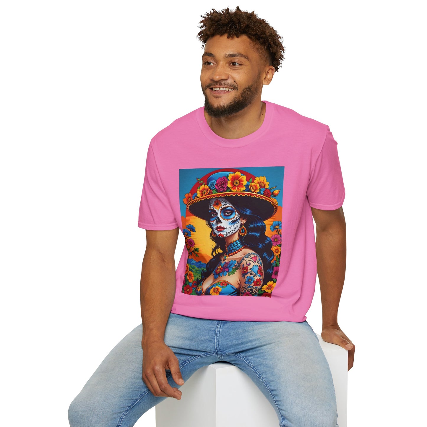 Sugar Skull Tattoo T-Shirt – Día de los Muertos Art Tee – Gift for Skull Art Fans, Tattoo Addicts, and Alternative Fashion Collectors