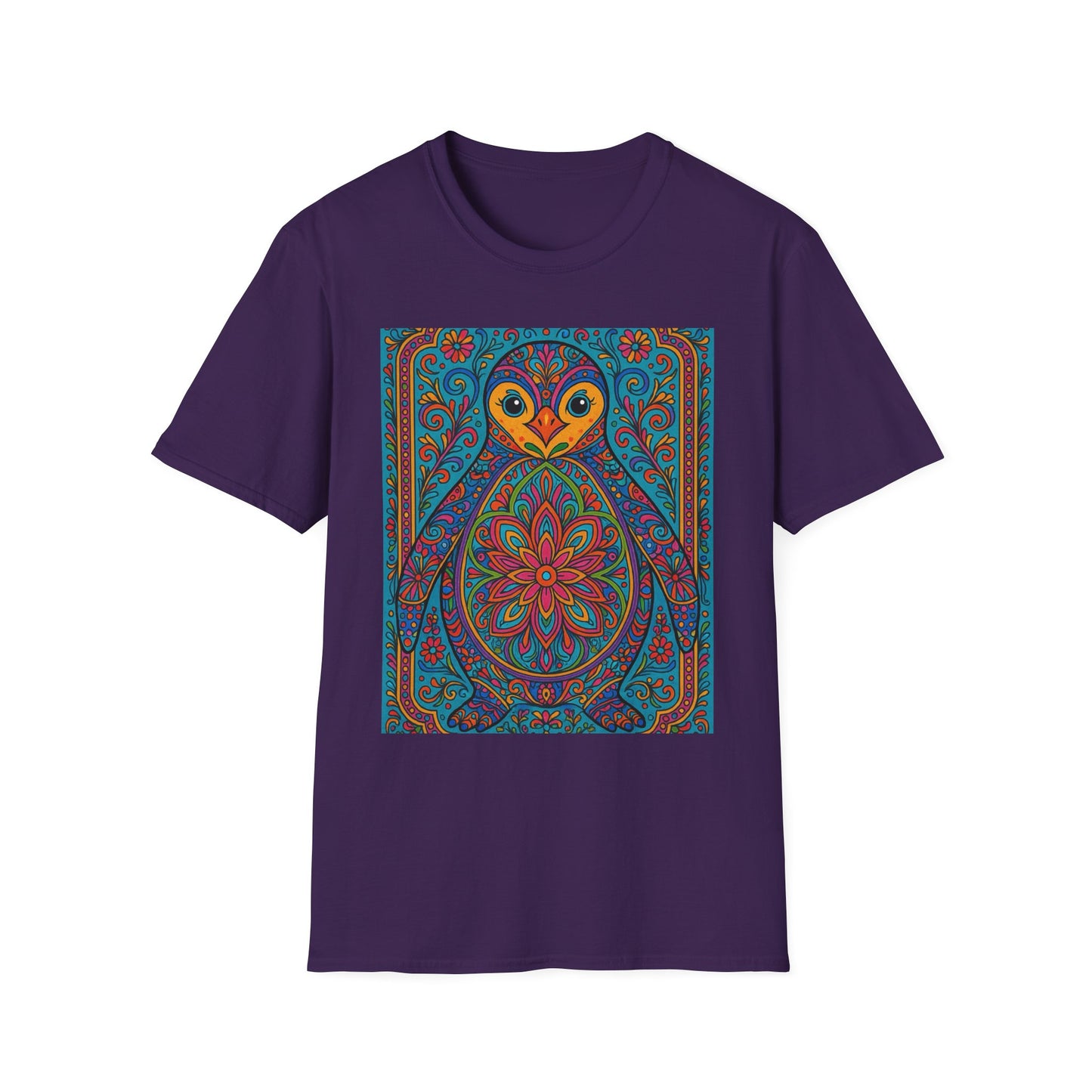 Trippy Penguin Mandala T-Shirt – Psychedelic Animal Tee – Funny Gift for Nature Lovers – Penguin Shirt for Hippies, Weirdos, and Mandala Fans