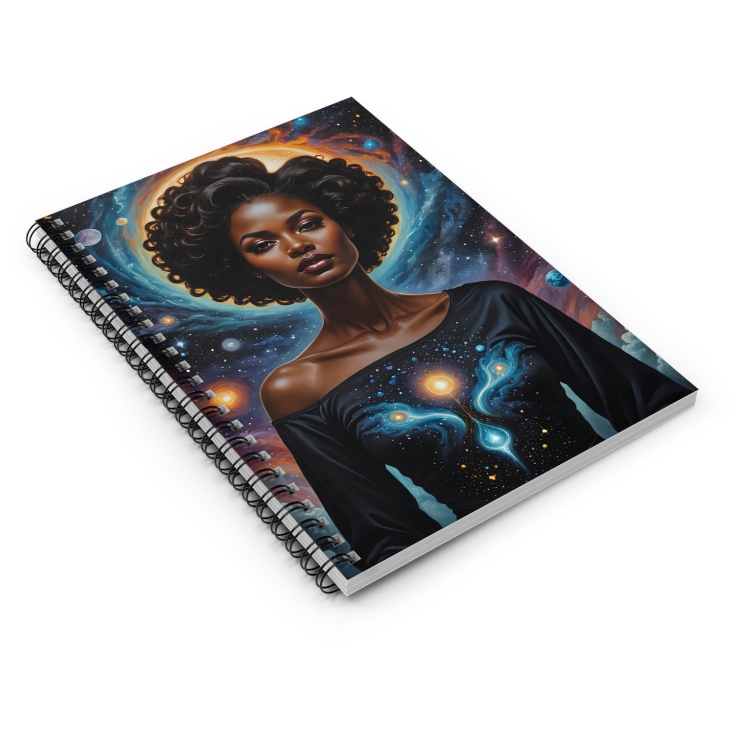 Afrofuturist Cosmic Spiral Notebook Ruled Line Journal Gift for Students Writers