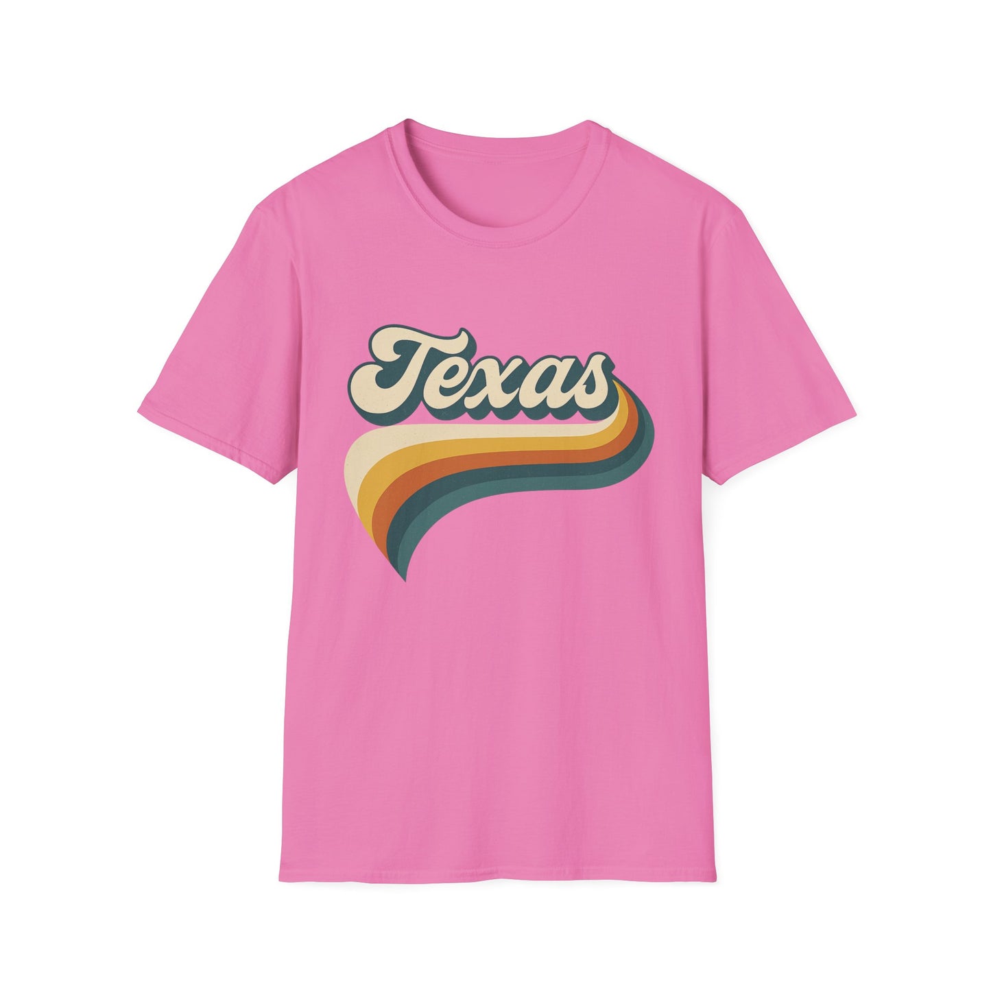 Retro Texas Shirt – Vintage Style Texas Wave Tee • Gildan Softstyle® Unisex Comfort • Gift for Texans • Groovy Southern State Pride Shirt