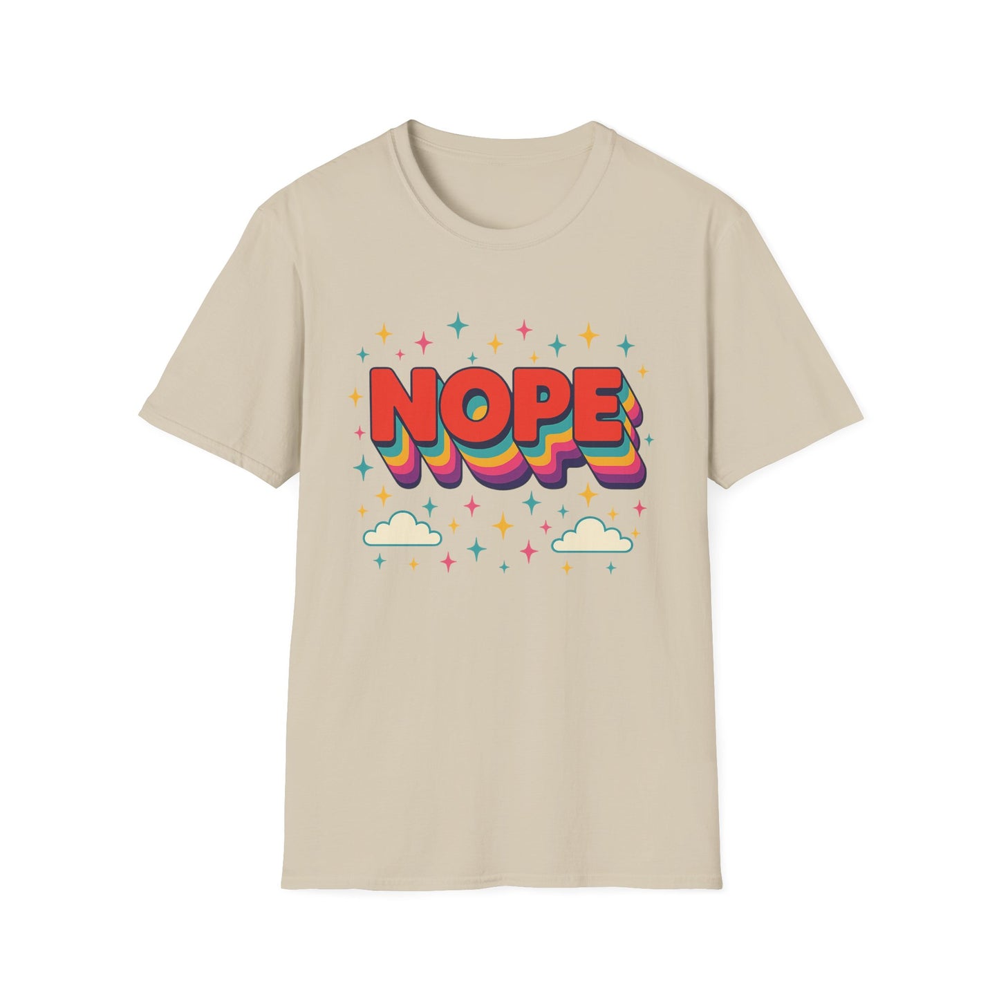Nope Rainbow Cloud T-Shirt Funny Antisocial Humor Gift for Introverts Softstyle Unisex Tee