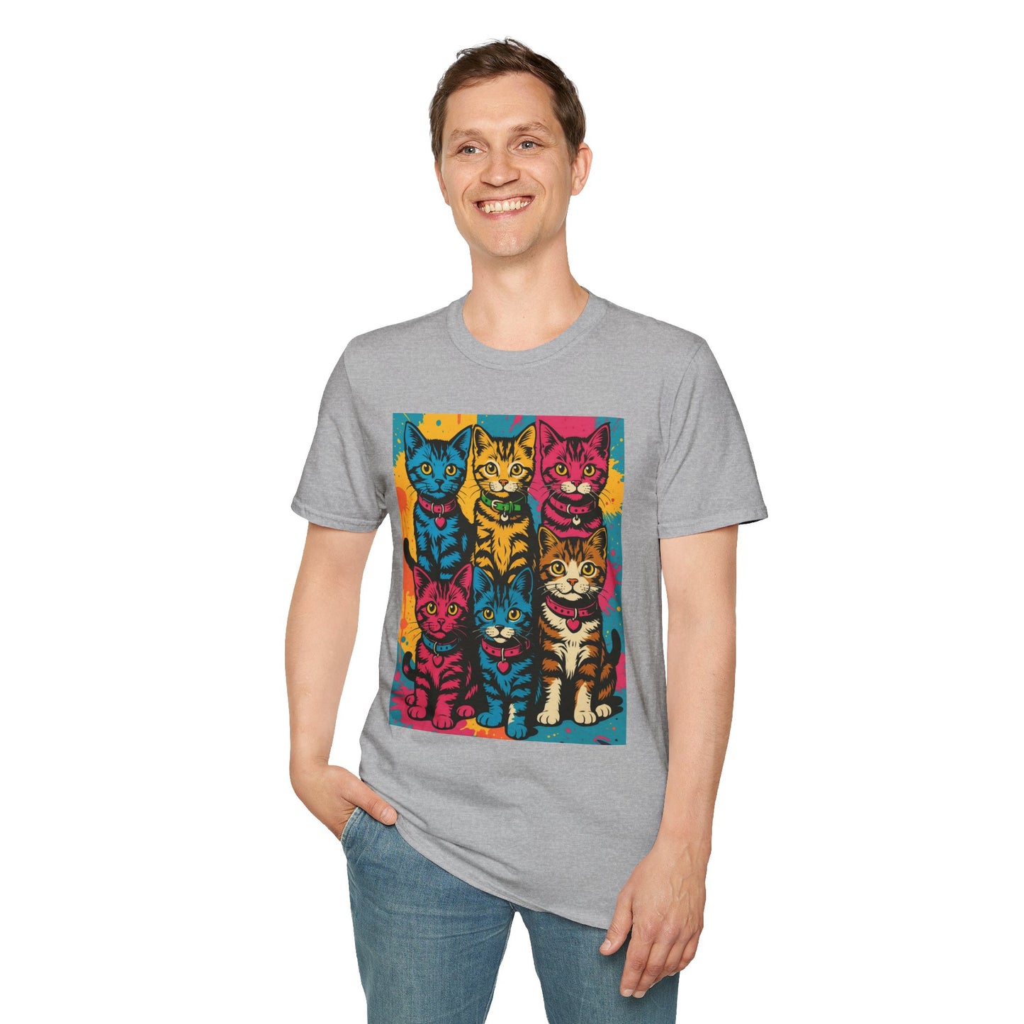 Rainbow Cats Art Shirt – Colorful Cat Lover Tee for Feline Fans – Funny Gift for Cat Moms, Pet Parents, Weird Cat People & Whimsical Animal Aesthetic