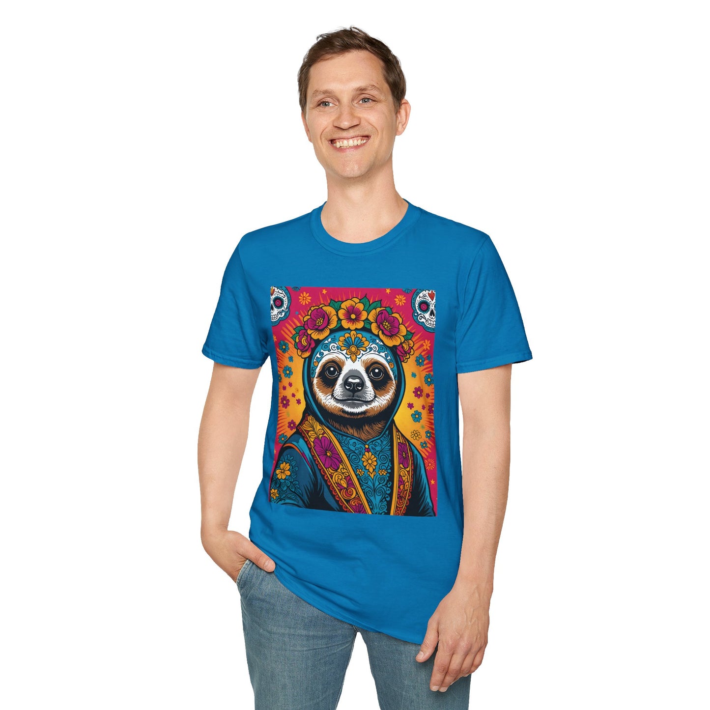 Boho Sloth T Shirt Trippy Animal Graphic Tee Colorful Festival Top Gift for Sloth Lovers