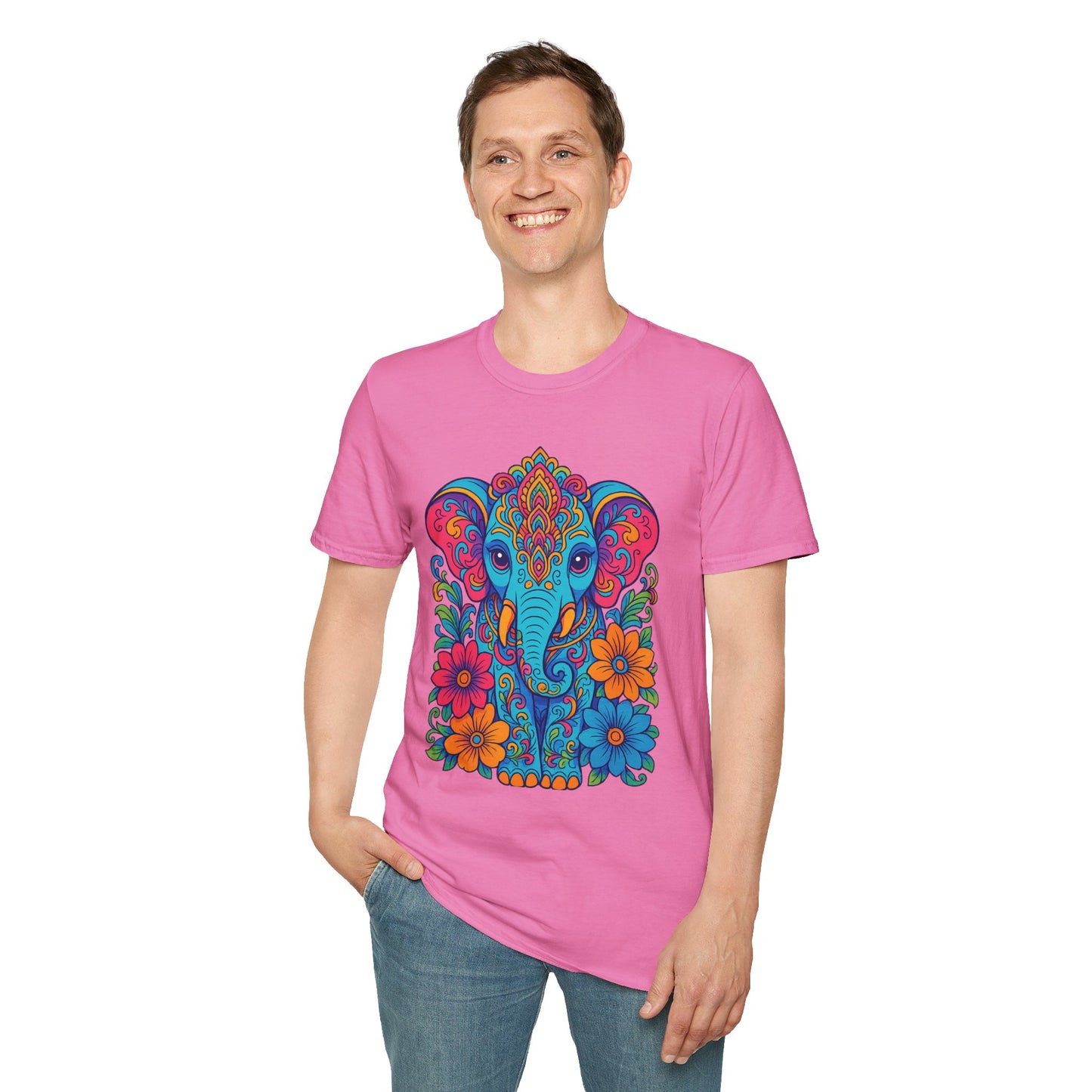 Colorful Elephant Shirt Trippy Boho Floral Art Tee Gift for Yoga Lovers Psychedelic Animal Fans and Free Spirits Who Rock Vibrant Festival Style