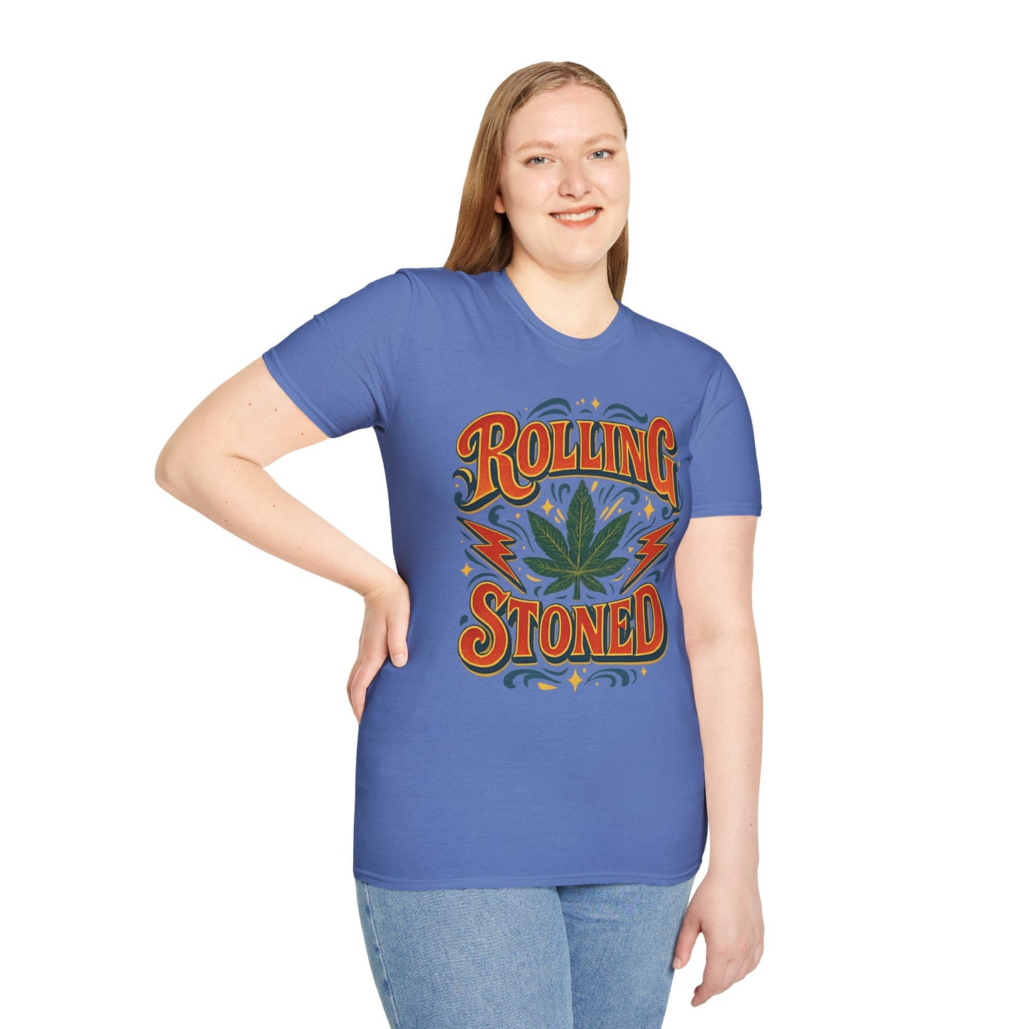 Rolling Stoned Weed Shirt – Funny Cannabis Leaf Tee – Gift for Potheads, 420 Smokers, Stoner Music Fans, and Chill Marijuana Enthusiasts