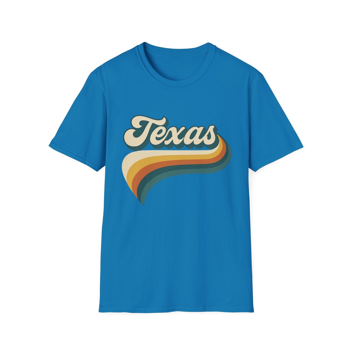 Retro Texas Shirt – Vintage Style Texas Wave Tee • Gildan Softstyle® Unisex Comfort • Gift for Texans • Groovy Southern State Pride Shirt