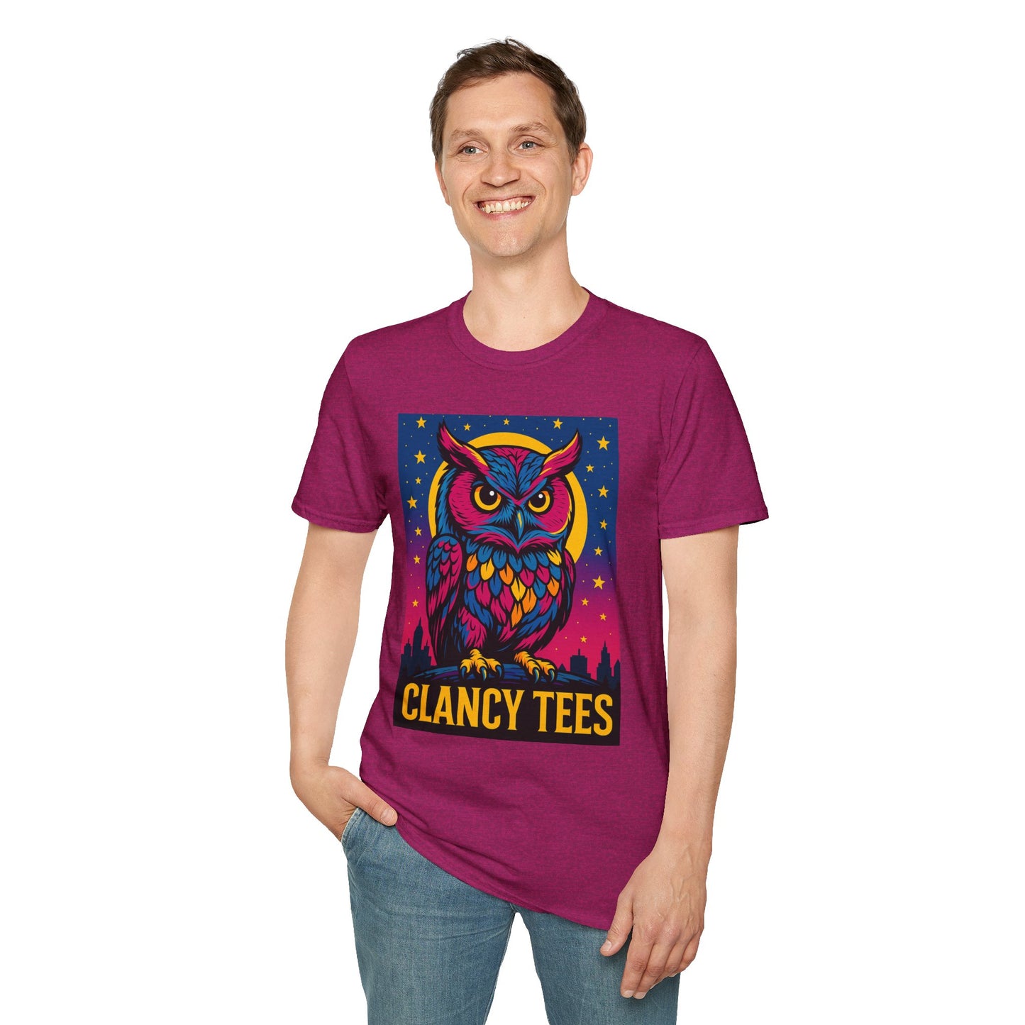Psychedelic Owl Shirt with Stars and Moon | Trippy Forest Animal Tee | Gift for Night Owls and Weirdos | Bold Colorful Nature Graphic Tee