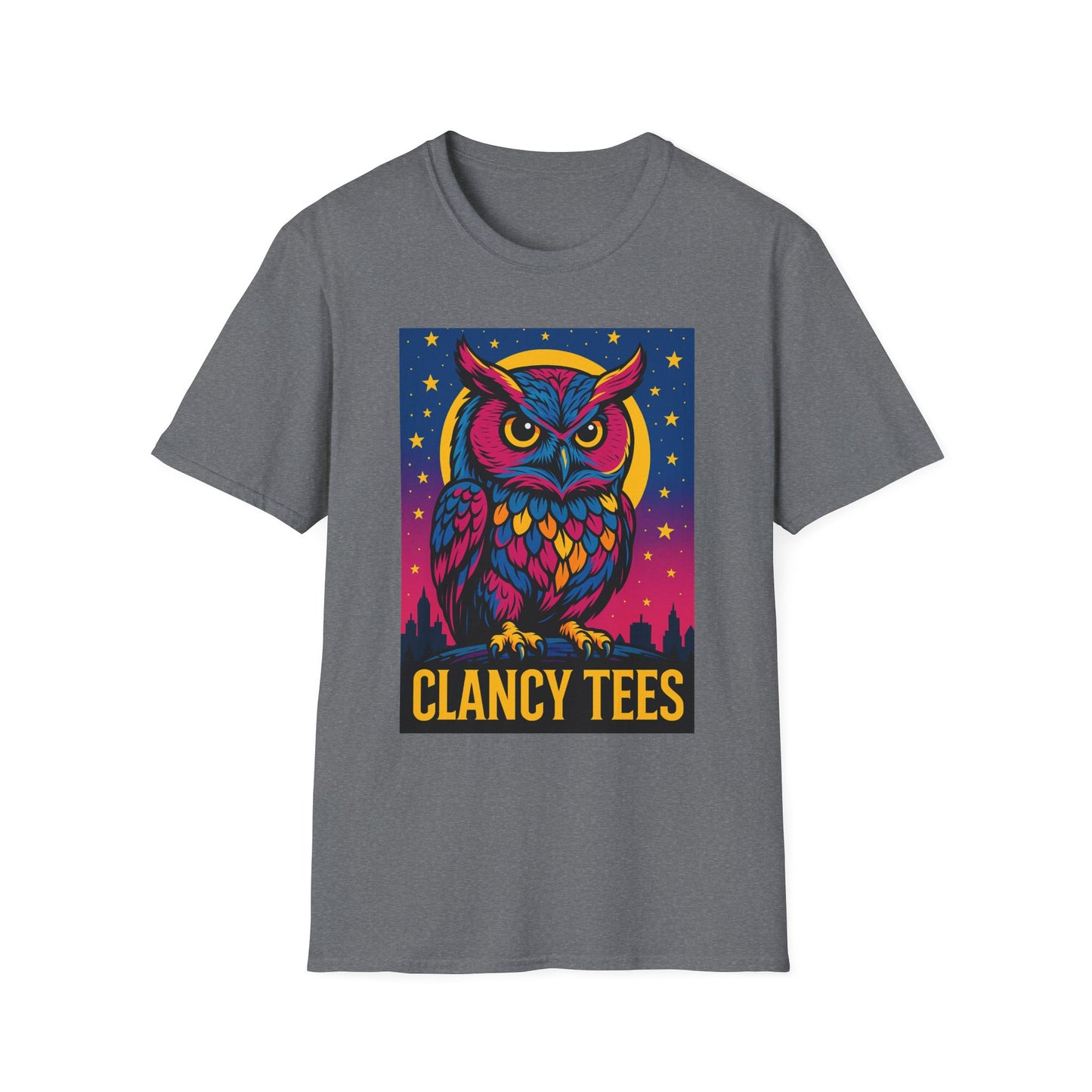 Psychedelic Owl Shirt with Stars and Moon | Trippy Forest Animal Tee | Gift for Night Owls and Weirdos | Bold Colorful Nature Graphic Tee