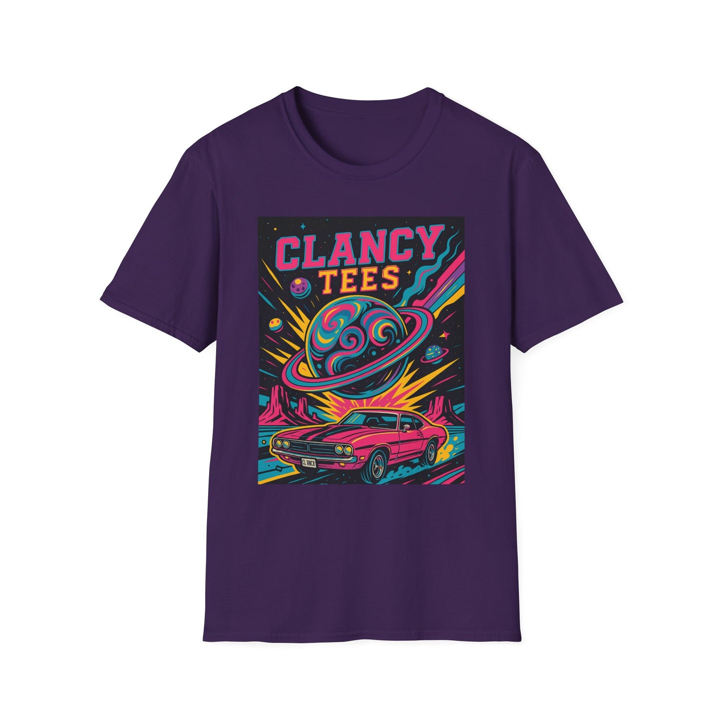 Retro UFO Car Crash Shirt – Clancy Tees Vaporwave Space Tee – Gift for Sci-Fi Fans, Vintage Car Lovers, Alien Believers, and 80s Aesthetic Addicts