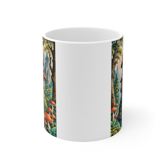 Fantasy Castle Coffee Mug 11oz Ceramic Cup Fairy Tale Drinkware Whimsical Mushroom Artwork Enchanted Forest Design For Morning Coffee And Tea