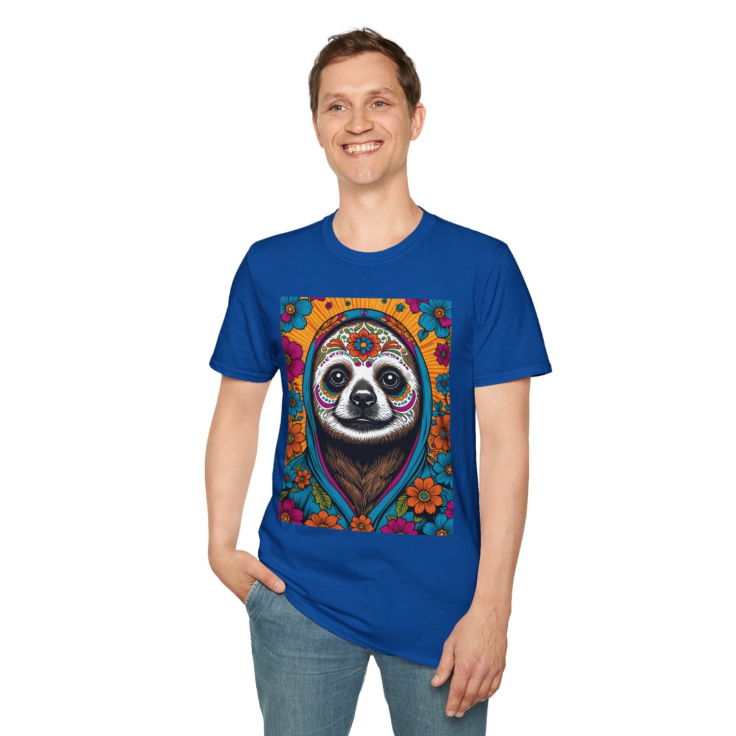 Psychedelic Sloth T Shirt Trippy Animal Graphic Tee Colorful Festival Top Gift for Sloth Lovers