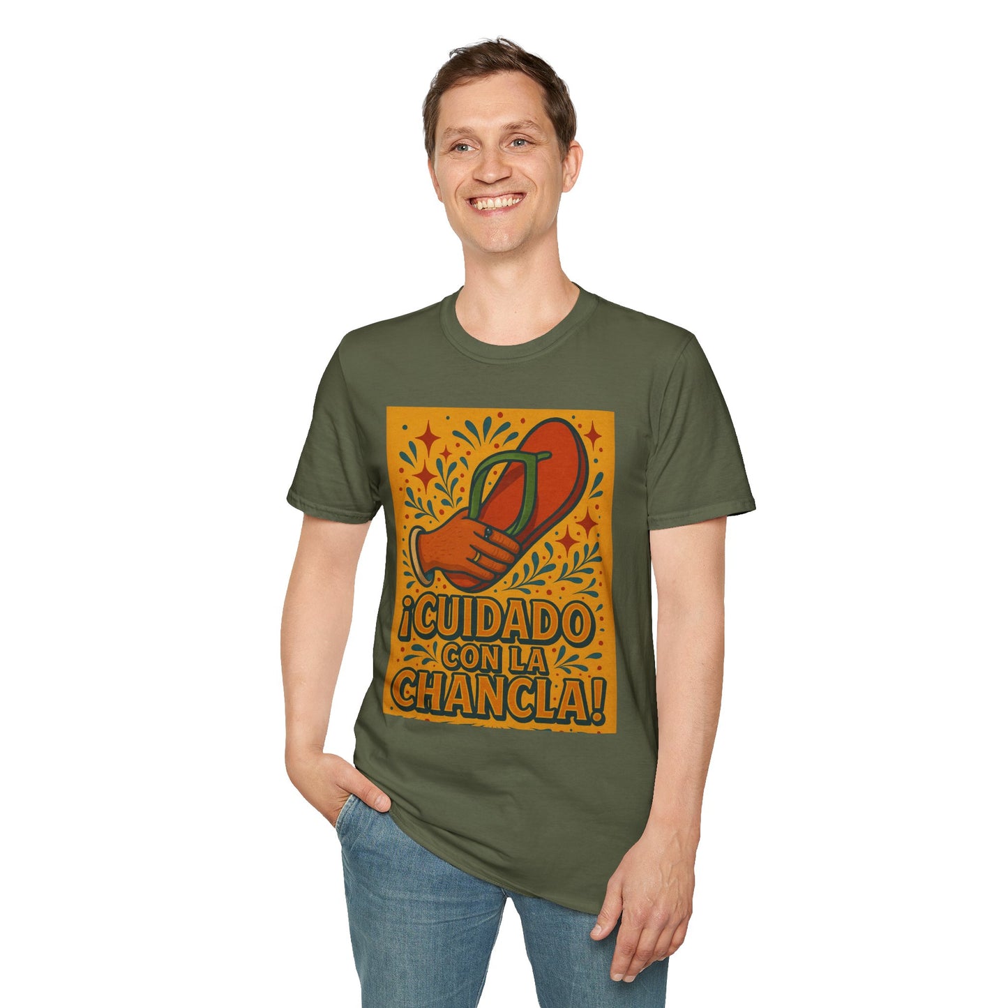 Cuidado Con La Chancla T-Shirt Funny Spanish Graphic Tee Latin Humor Shirt Fiesta Party Shirt Gift for Hispanic Friends Gift for Moms Gift for Abuela
