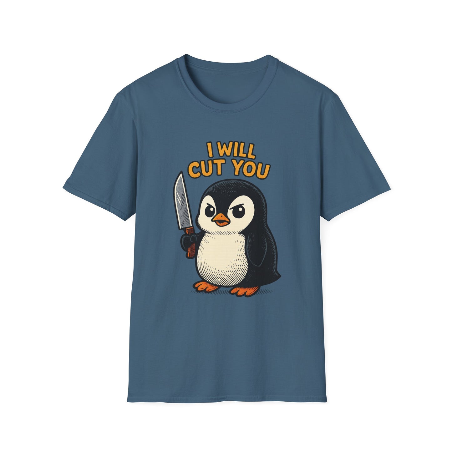 Angry Penguin Knife Shirt – Funny Animal Graphic Tee, Sarcastic Gift for Introverts, Cute but Deadly Humor Shirt