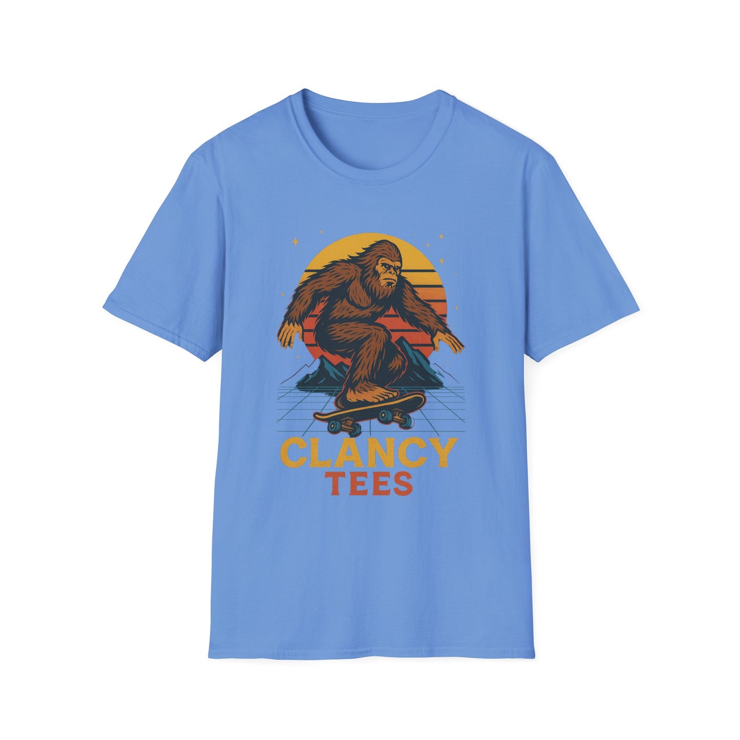 Bigfoot Skateboard Unisex T-Shirt, Retro Graphic Tee, Funny Gift for Skaters, Adventure Lovers, Summer Apparel, Men's and Women's Fashion