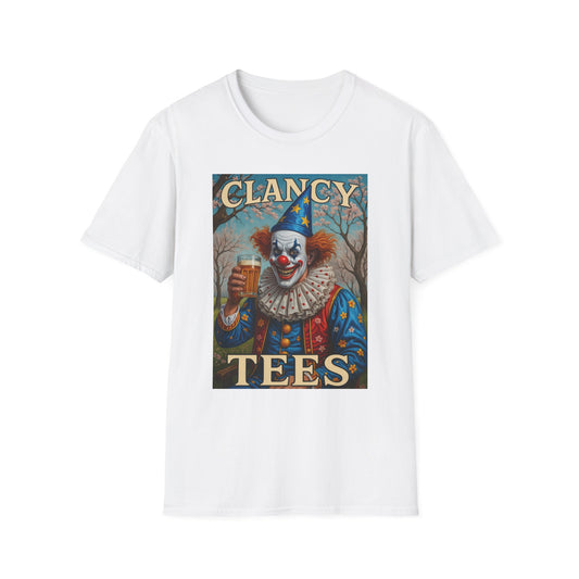 Creepy Clown Beer T-Shirt Vintage Circus Horror Tee Creepy Carnival Graphic Shirt Gift for Horror Fans Gift for Dark Humor Lovers Creepy Bar Humor