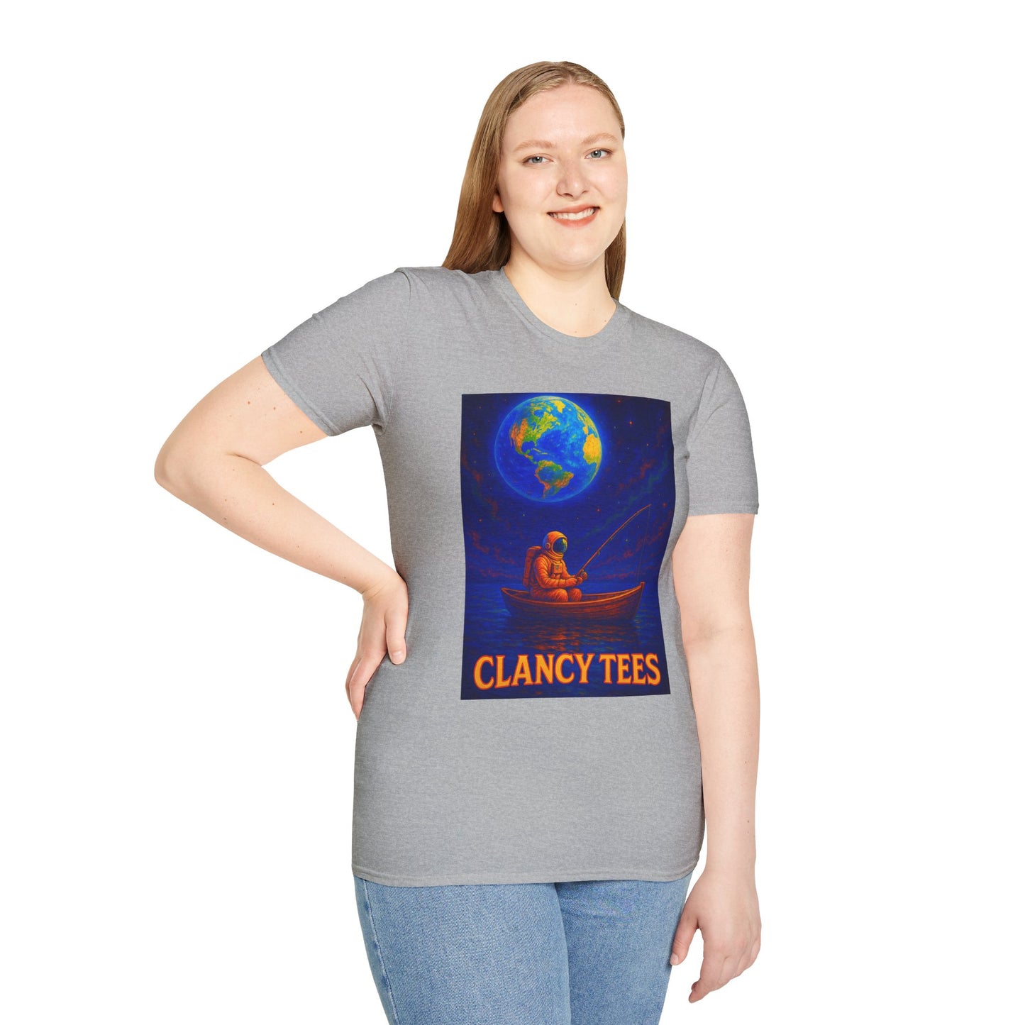 Space Fisherman Graphic T-Shirt, Chill Vibes Tee, Eco-Friendly Gift, Outdoor Enthusiast Apparel, Perfect for Holidays & Summer