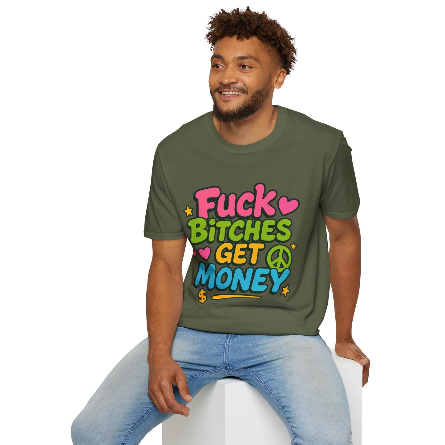 Fuck Bitches Get Money Shirt Funny Bold Graphic Tee Gift for Hustlers Savage Statement T-Shirt for Rebels Trolls Unfiltered Meme Culture Fans