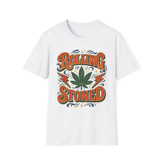 Rolling Stoned Weed Shirt – Funny Cannabis Leaf Tee – Gift for Potheads, 420 Smokers, Stoner Music Fans, and Chill Marijuana Enthusiasts