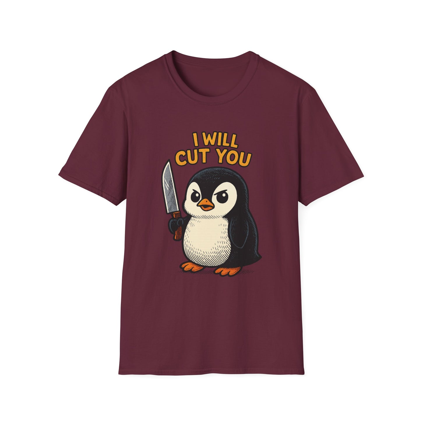 Angry Penguin Knife Shirt – Funny Animal Graphic Tee, Sarcastic Gift for Introverts, Cute but Deadly Humor Shirt