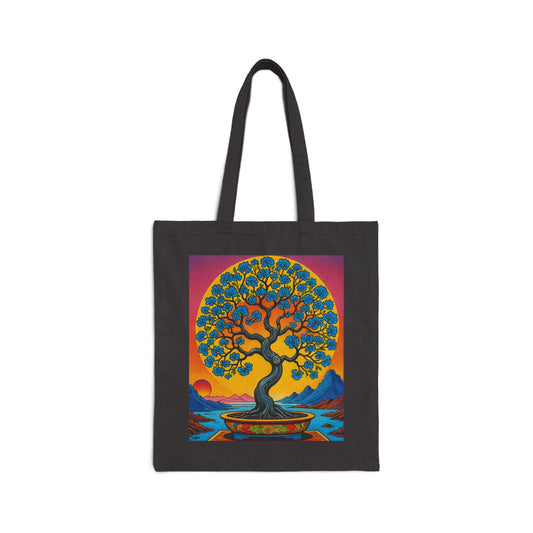 Bonsai Tree Of Life Tote Bag Canvas Reusable Eco Friendly Shopping Everyday Art