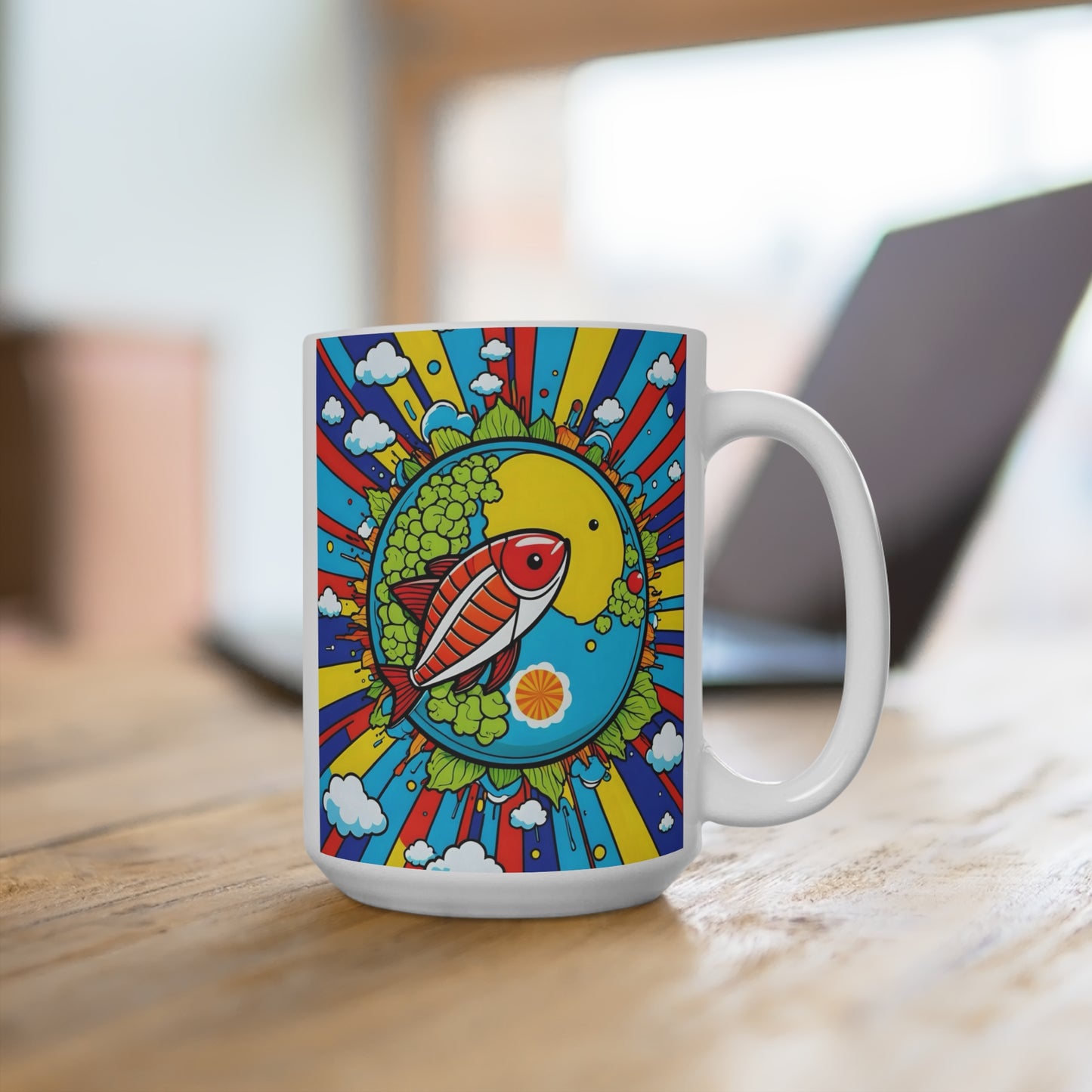 Sushi Art Mug Colorful Psychedelic Coffee Cup Gift For Food Lovers