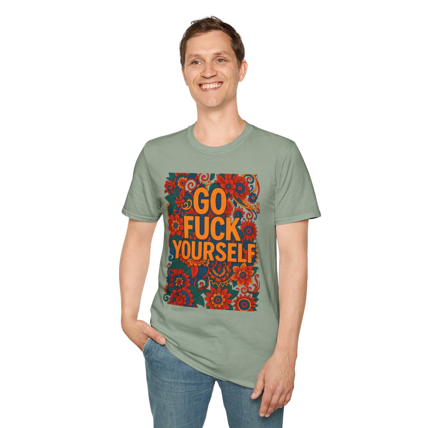 Bold Floral Graphic Tee | Go Fuck Yourself Shirt, Casual Wear, Funny Gift, Unique T-Shirt, Self-Expression Apparel