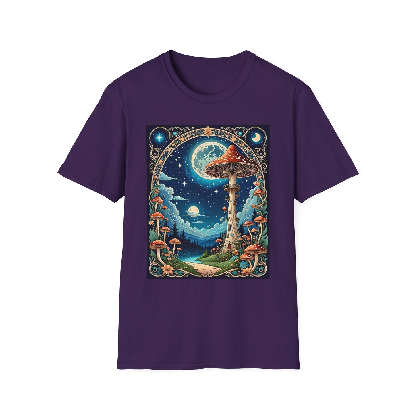 Psychedelic Mushroom Forest Shirt – Trippy Moonlight Nature Tee – Gift for Shroom Enthusiasts, Fantasy Fans, and Dreamy Escapists