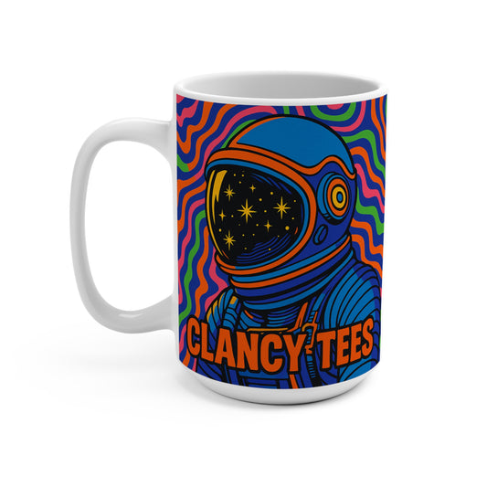 Trippy Astronaut Mug Psychedelic Space Artwork Ceramic Coffee Cup Gift for Sci Fi Fans