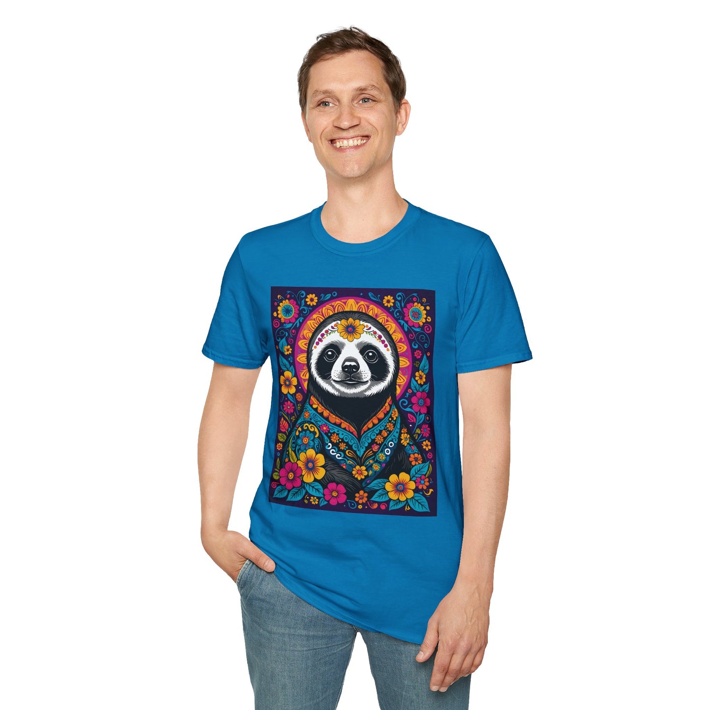 Psychedelic Sloth T Shirt Boho Animal Graphic Tee Trippy Festival Top Gift for Sloth Lovers