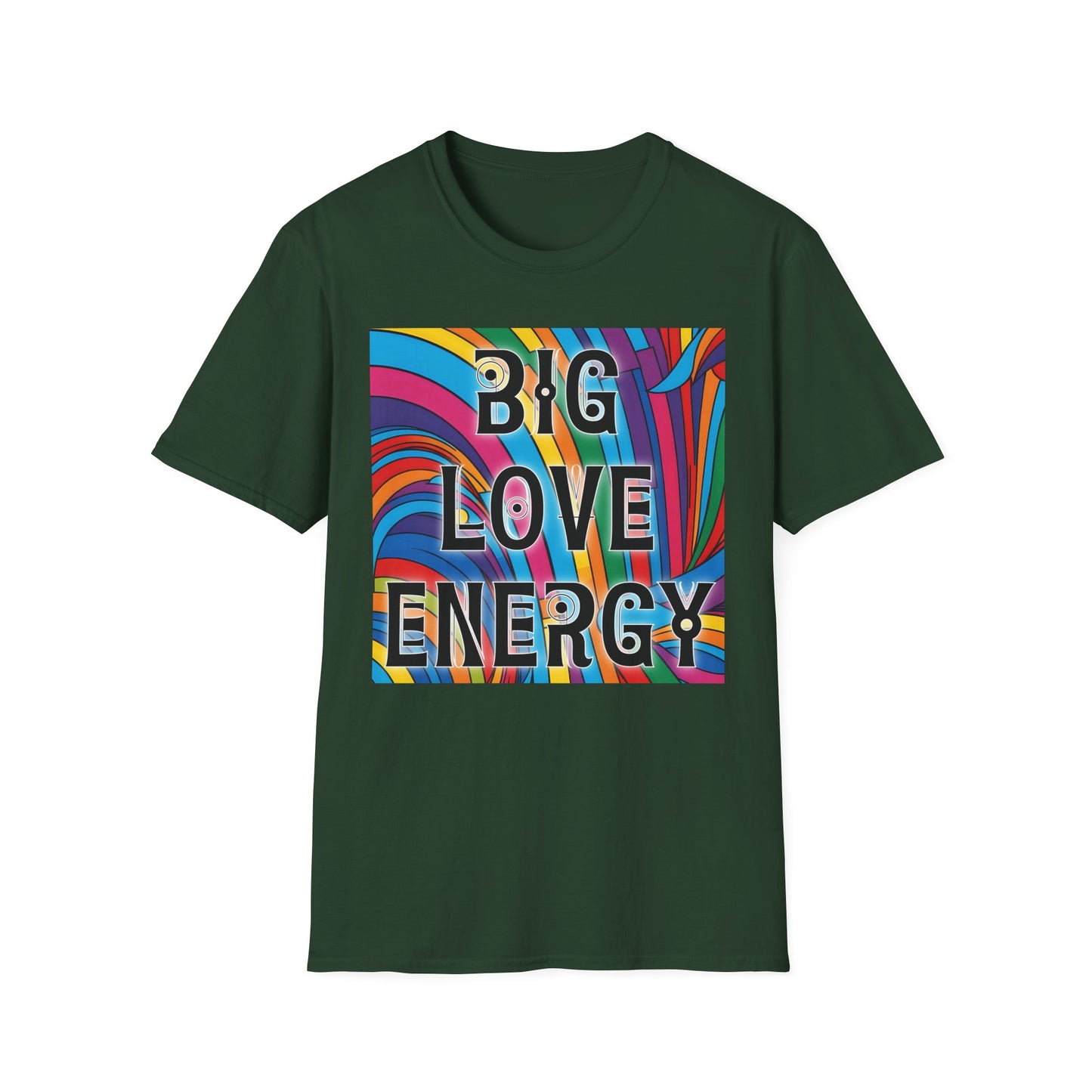 Big Love Energy Shirt – Colorful Retro Pride Rainbow Tee with Bold Positive Message – Gift for Optimists, LGBTQ Friends, and Love-First People