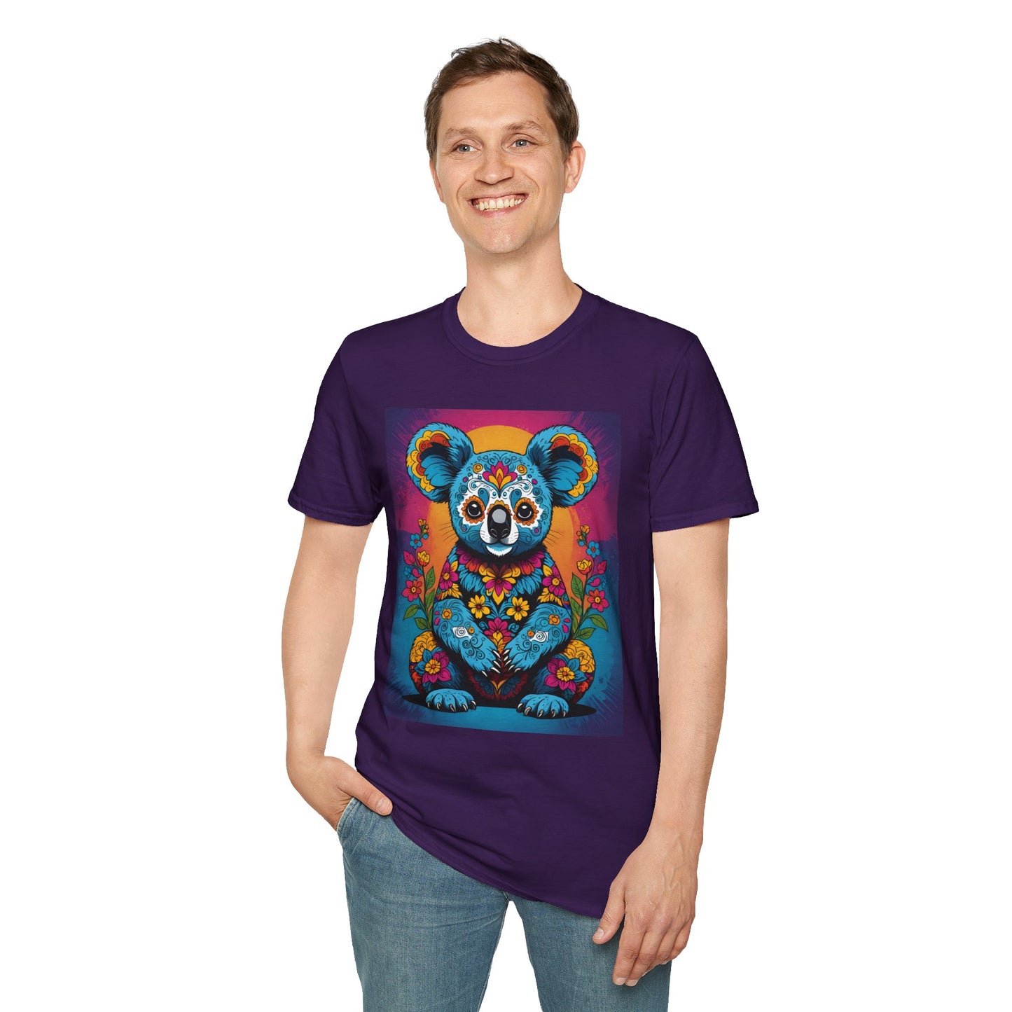 Psychedelic Koala T Shirt Trippy Animal Graphic Tee Colorful Festival Top Gift for Nature Lovers
