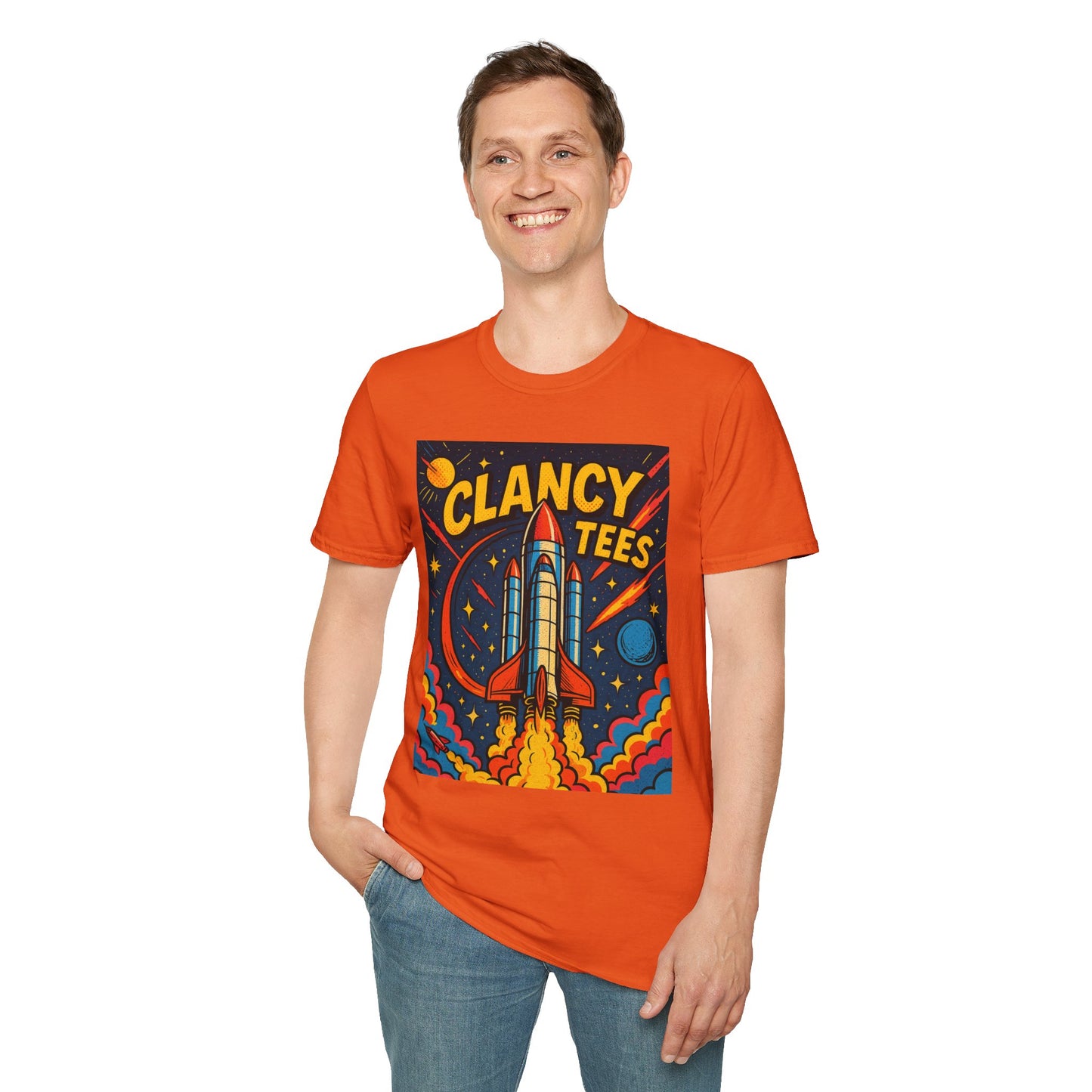 Retro Rocket Ship Shirt Outer Space Graphic Tee | Psychedelic Galaxy Print Top | Gift for Space Nerds and Dreamers | Astronaut Aesthetic Tee