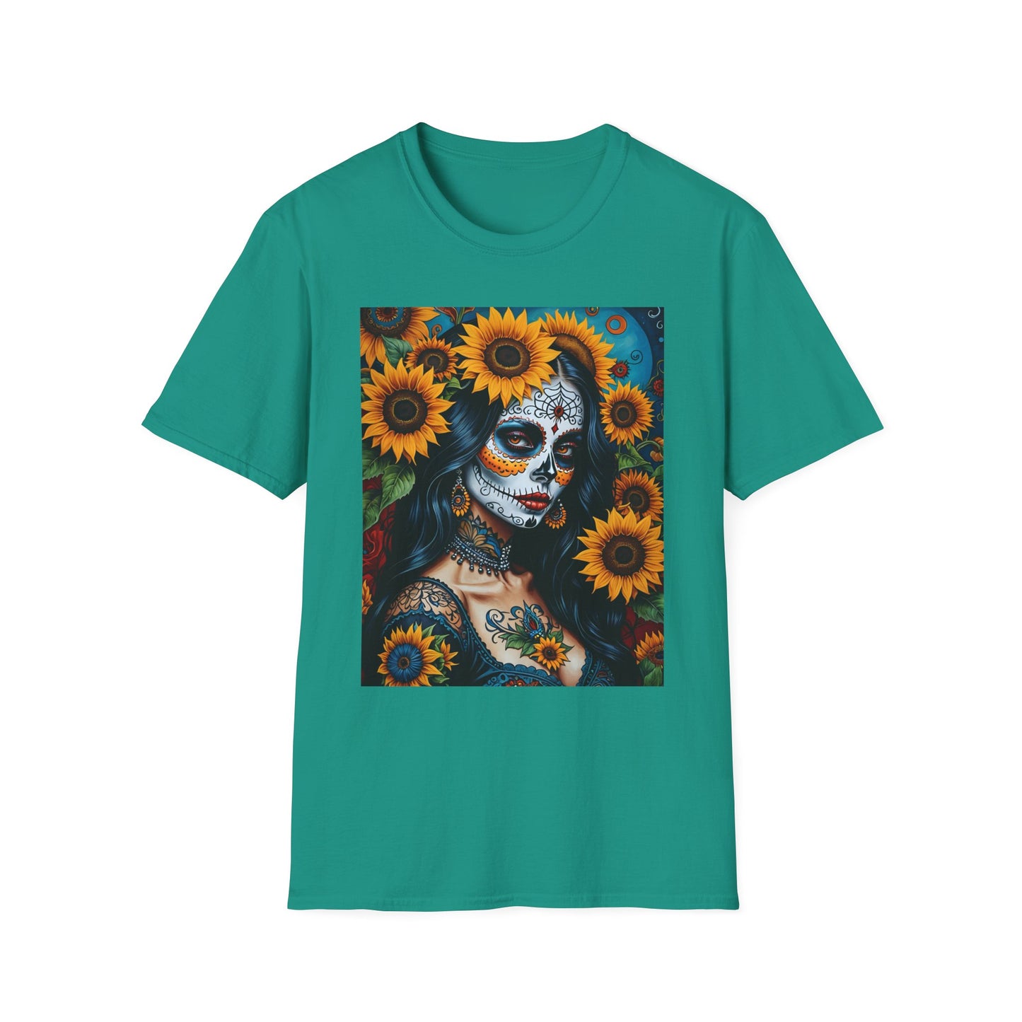 Day of the Dead Floral T-Shirt, Sugar Skull Tee, Unisex Halloween Shirt, Floral Art T-Shirt, Casual Everyday Wear