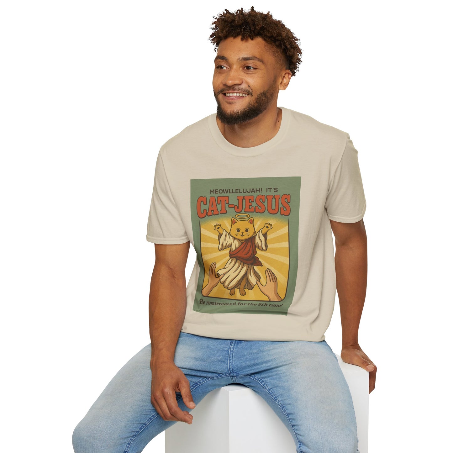 Cat Jesus Funny Resurrected Cat Shirt Meow Hallelujah Tee for Cat Lovers Faith and Felines Fans of Holy Humor and Nine Lives Resurrection Gags