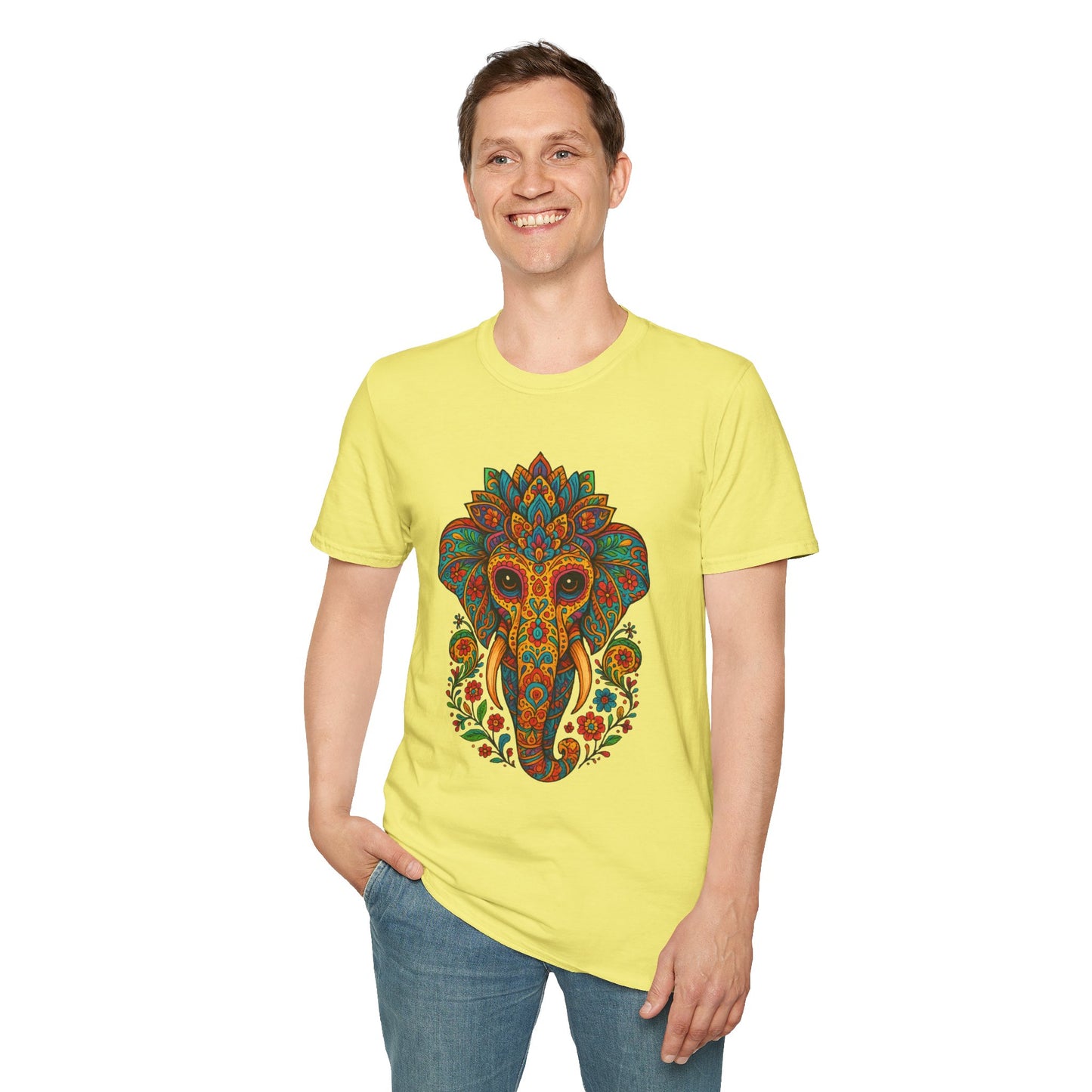 Boho Elephant Shirt Psychedelic Floral Head Art Tee Gift for Spiritual Seekers Animal Lovers and Mindful Hippies with a Love for Earthy Trippy Vibes
