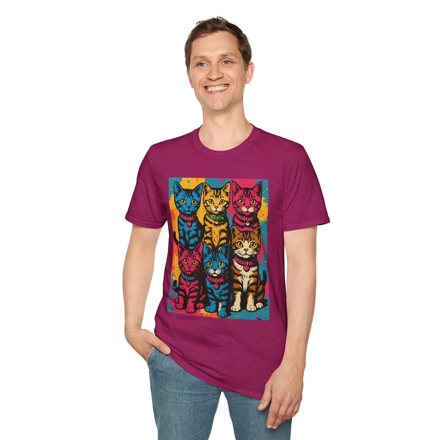 Rainbow Cats Art Shirt – Colorful Cat Lover Tee for Feline Fans – Funny Gift for Cat Moms, Pet Parents, Weird Cat People & Whimsical Animal Aesthetic